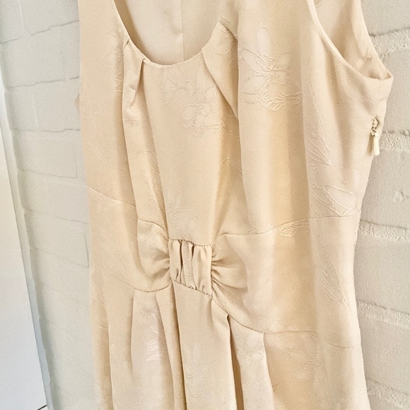 Vintage Y2K Midi dress Gown Babydoll Bow Cream Vanilla Floral Jacquard 8 - Picture 4 of 16